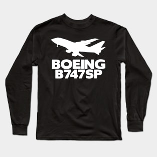 Boeing B747SP Silhouette Print (White) Long Sleeve T-Shirt